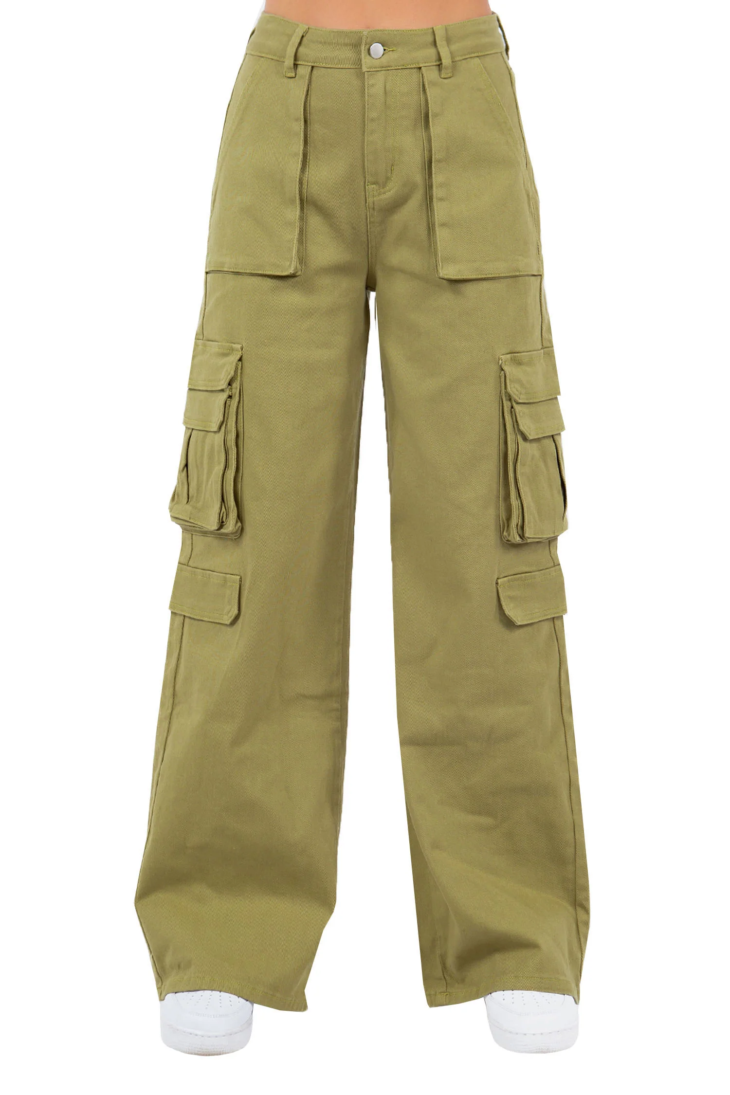 Women's Essential High Waist Multi Pocket Cargo Pants - Image 9