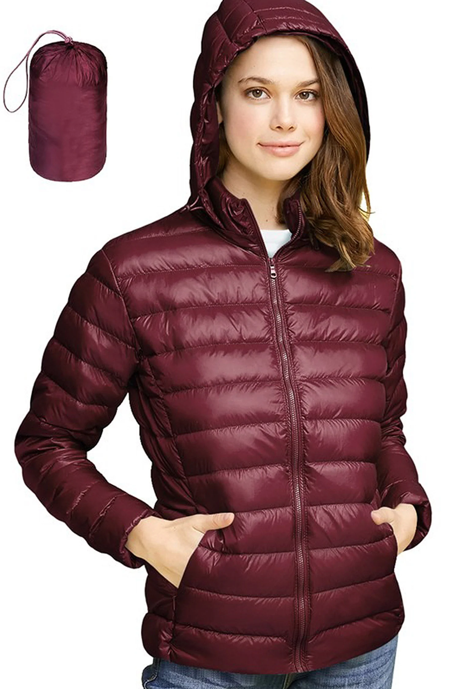 Women's Essential Ultra Light Weight Packable Down Jacket - Image 17