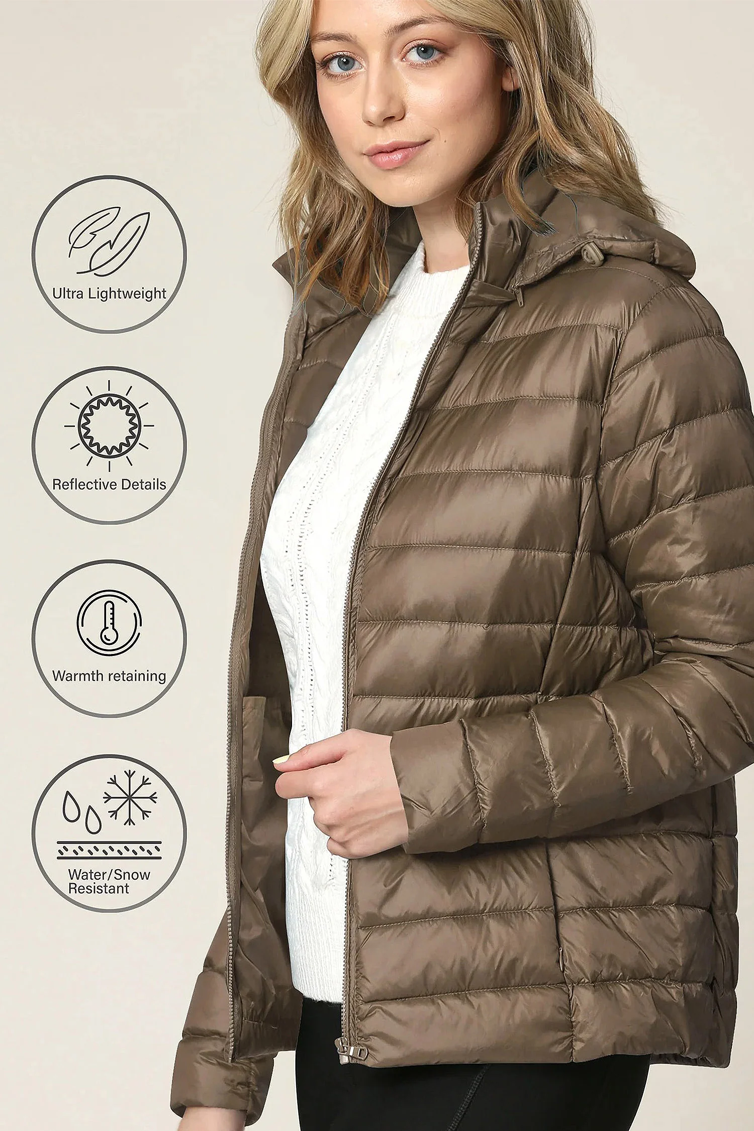 Women's Essential Ultra Light Weight Packable Down Jacket - Image 21