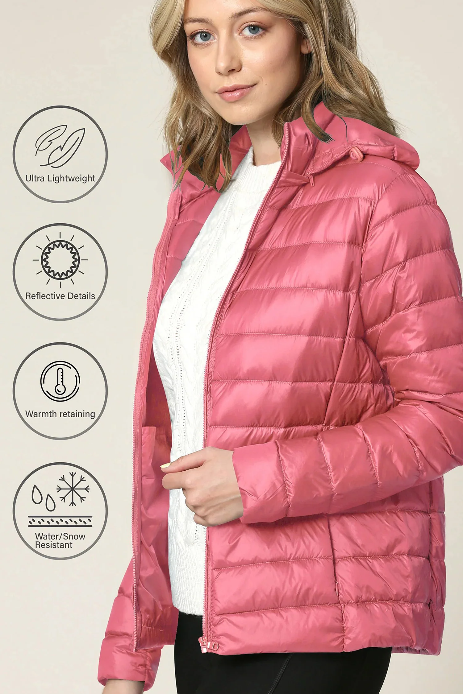 Women's Essential Ultra Light Weight Packable Down Jacket - Image 48