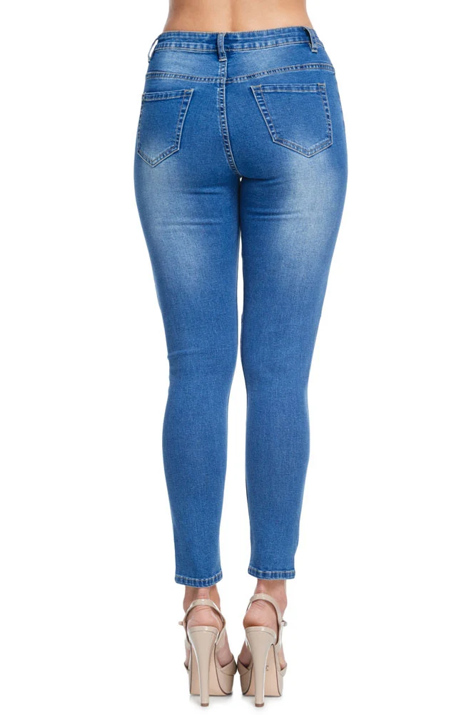 Women's High-Rise Holey Ripped Skinny Jeans - Image 4