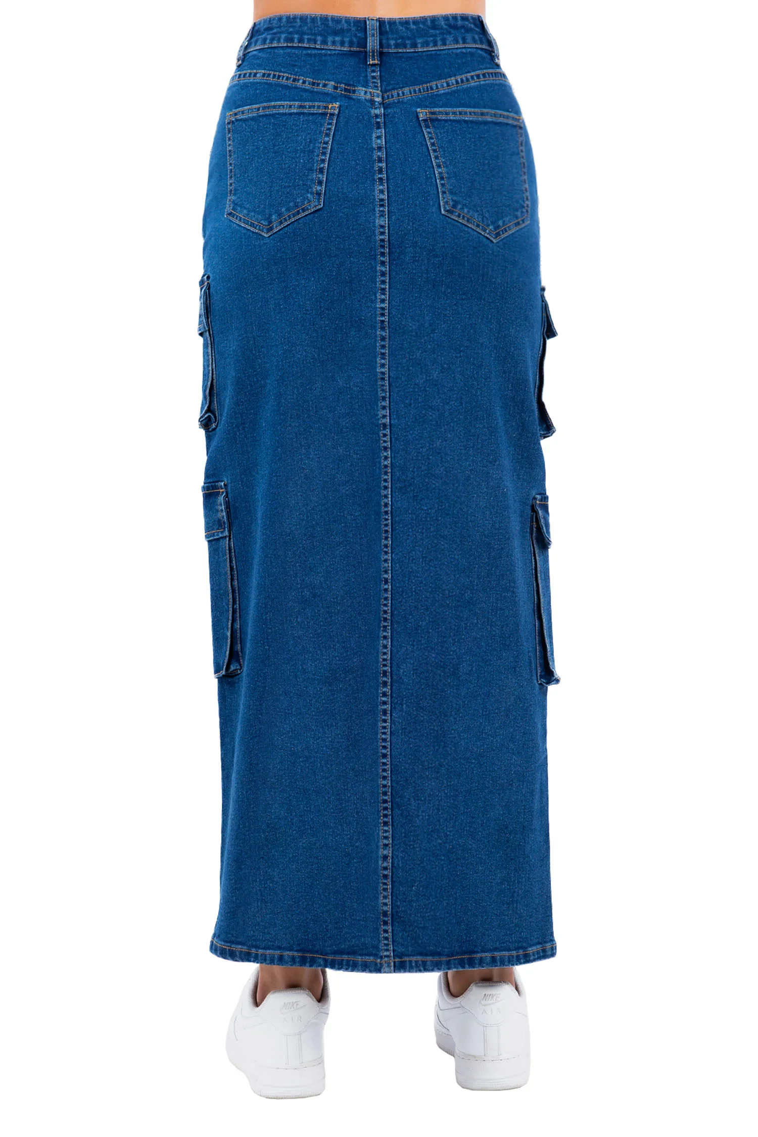 Women's High Waist Denim Cargo Skirt - Image 3