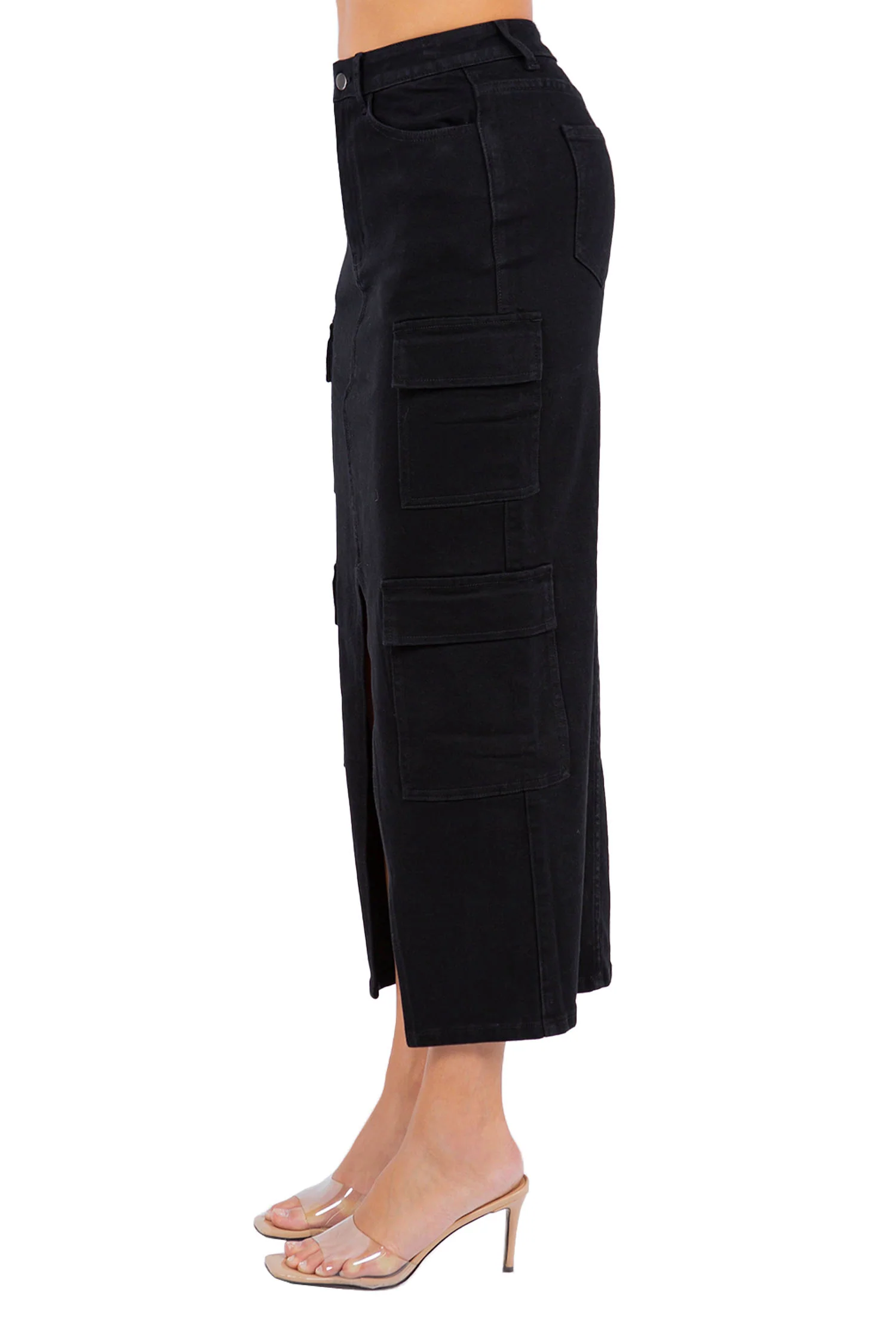 Women's High Waist Denim Cargo Skirt - Image 6