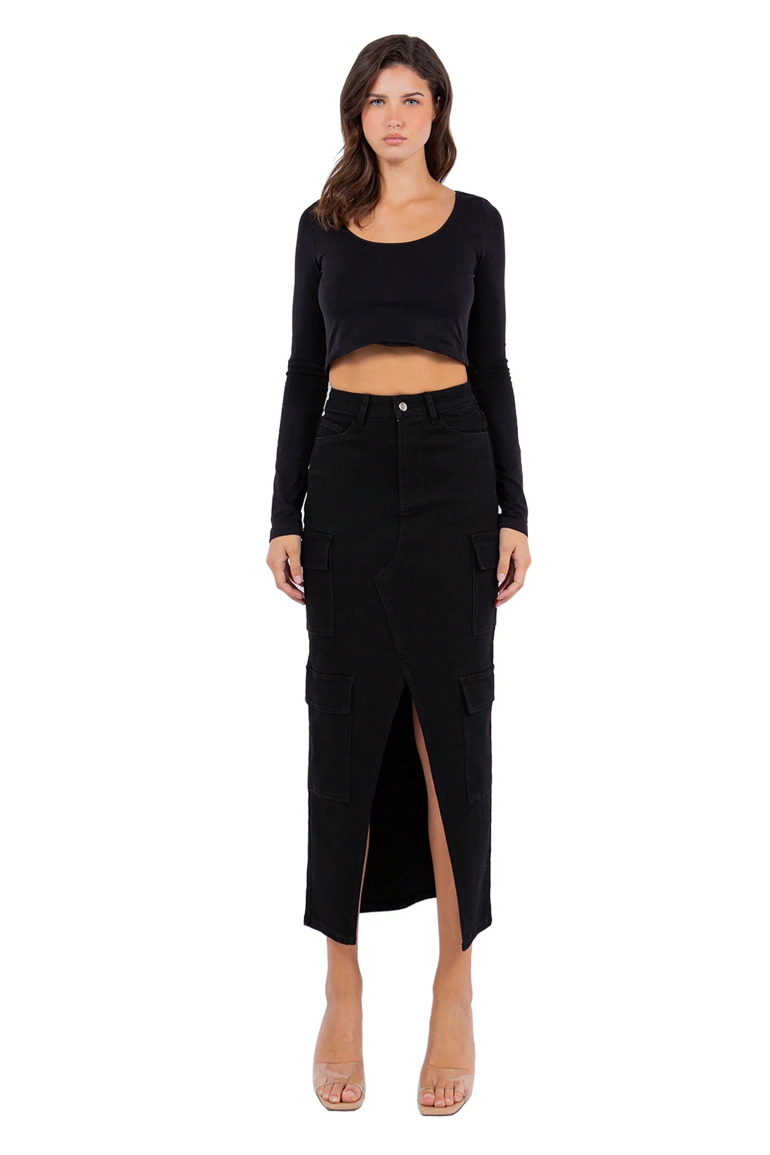 Women's High Waist Denim Cargo Skirt - Image 7