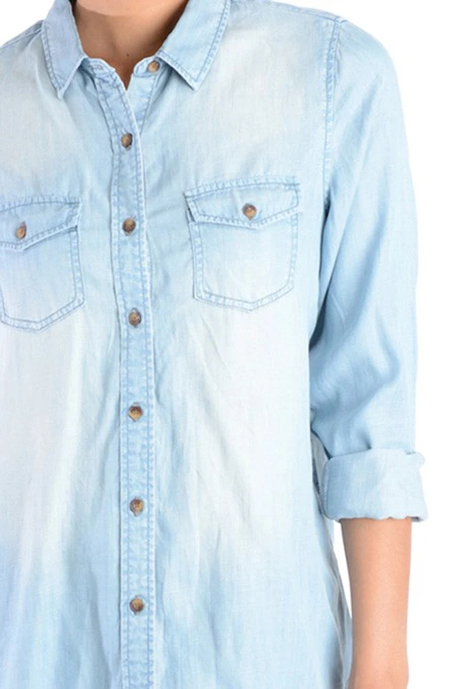 Women's Short Denim Shirtdress - Image 5