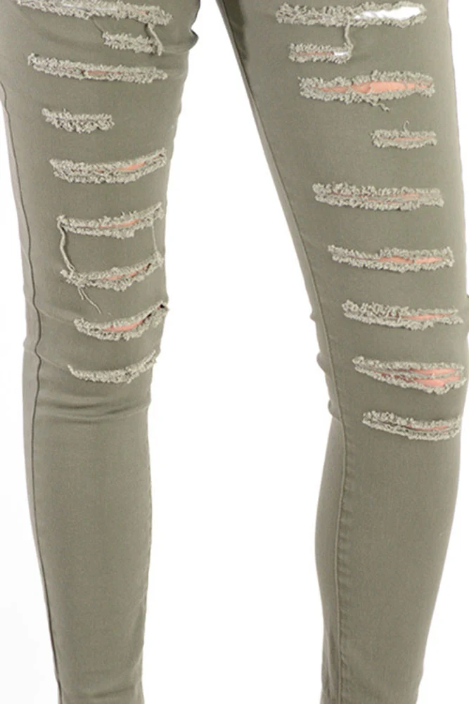 Women's Ripped Skinny Overalls - Image 12