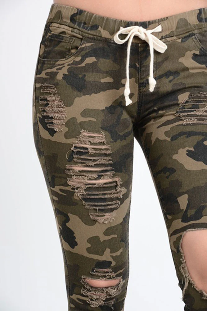 Women's Solid Torn Skinny Jogger Pants - Image 15