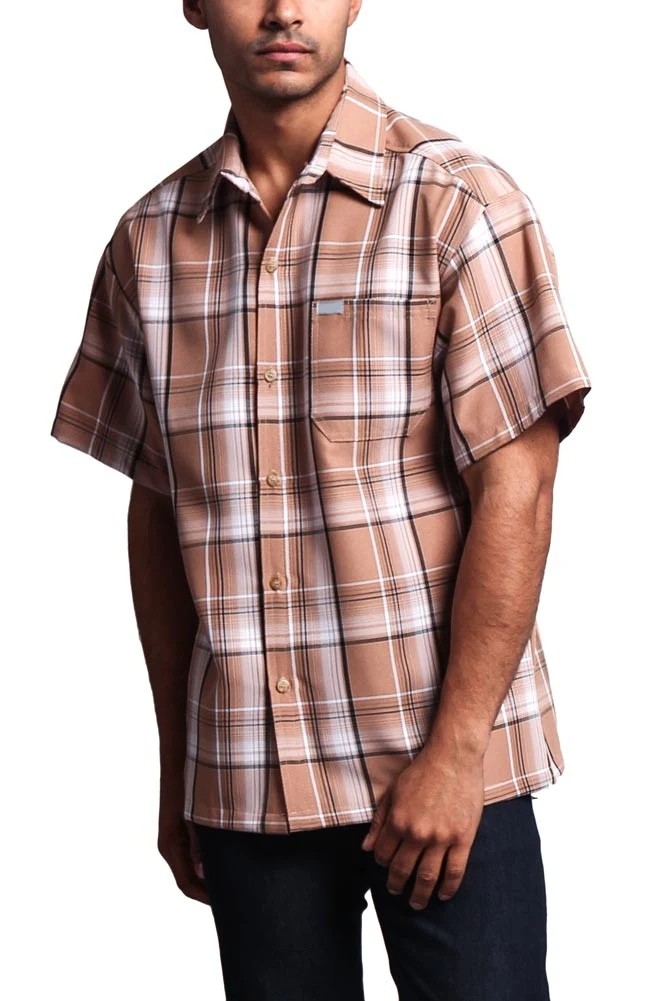 Western Casual Plaid Short Sleeve Button Up Shirt - Image 87
