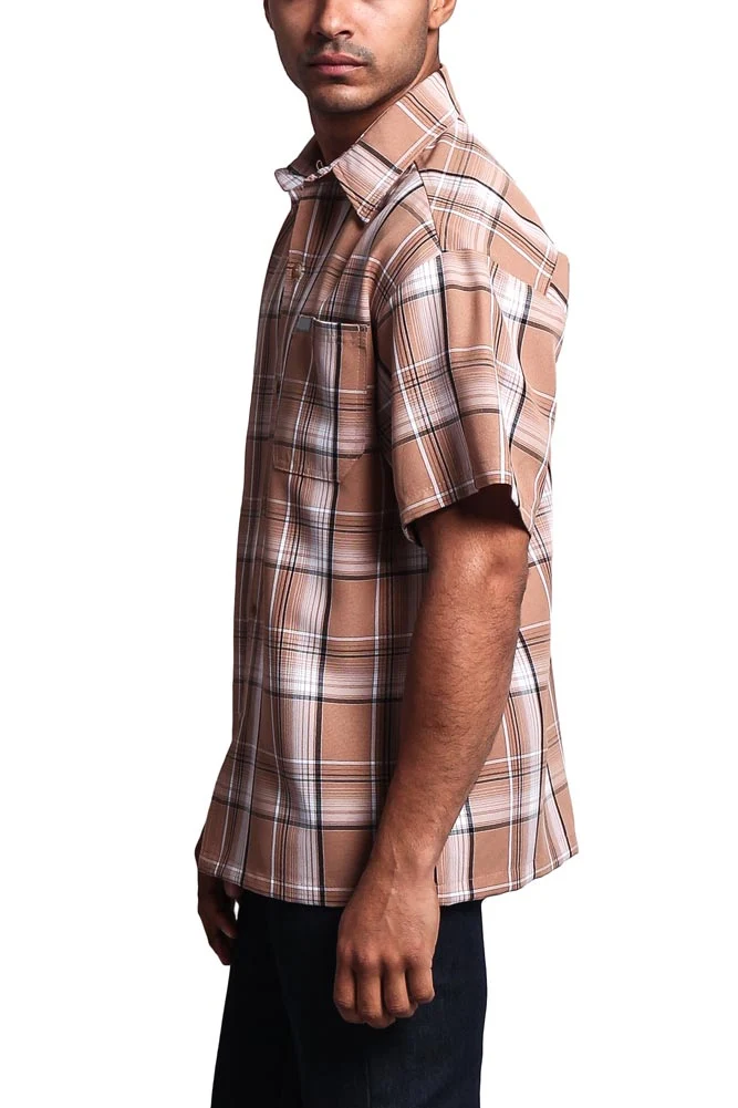 Western Casual Plaid Short Sleeve Button Up Shirt - Image 90