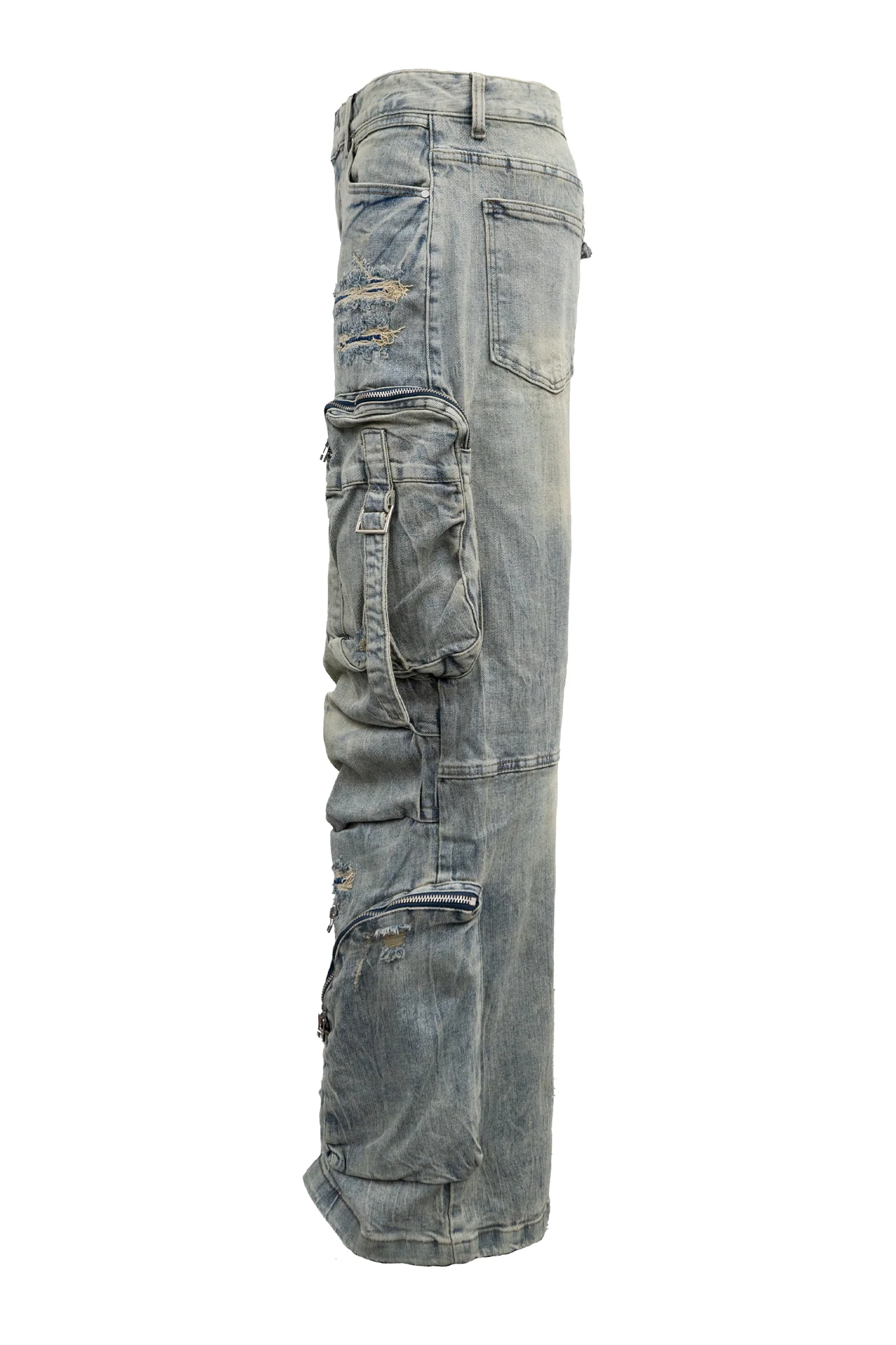 Y2K Washed Wide Fit utility Cargo Baggy Denim Pants - Image 3