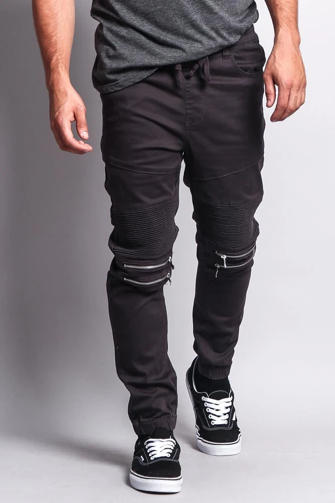 Zipper Knee Biker Twill Jogger Pants - Image 16