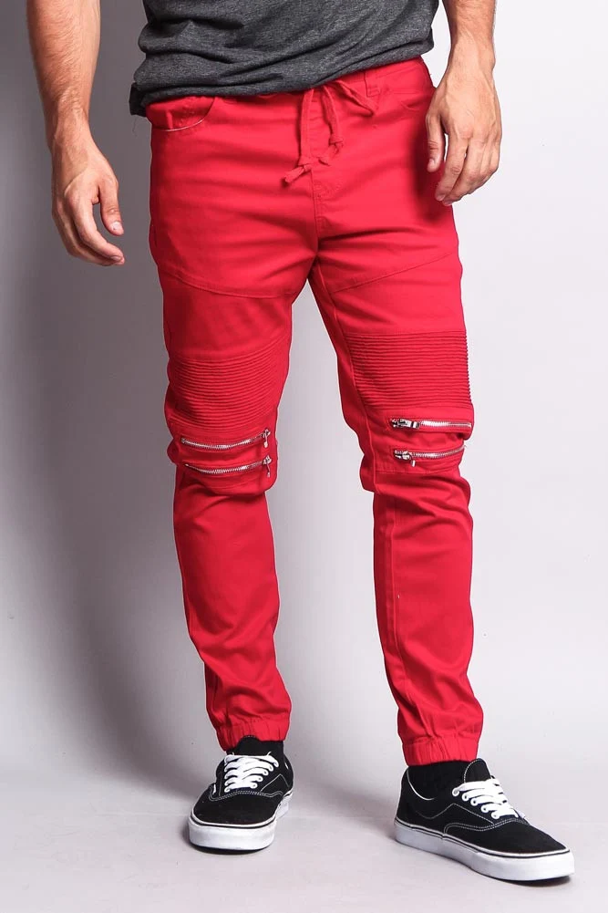Zipper Knee Biker Twill Jogger Pants - Image 22