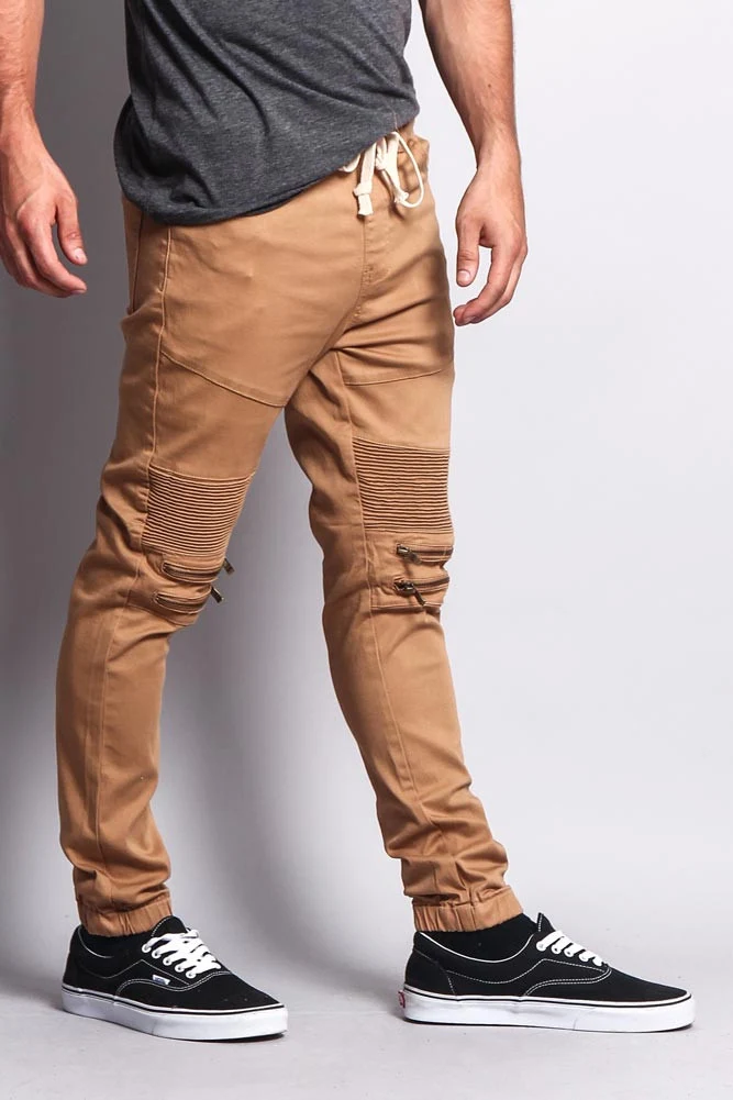 Zipper Knee Biker Twill Jogger Pants - Image 29