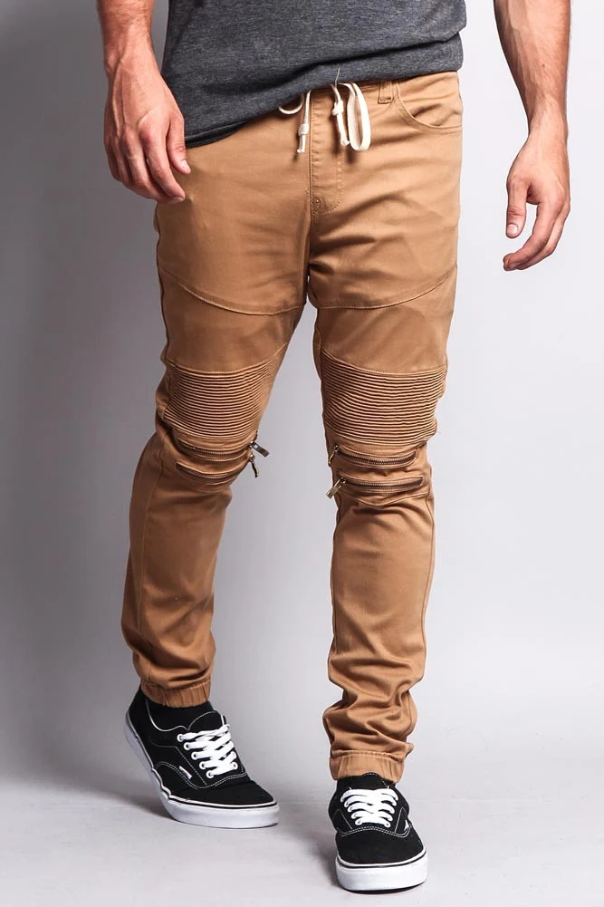 Zipper Knee Biker Twill Jogger Pants - Image 30