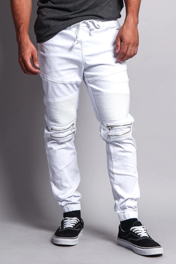 Zipper Knee Biker Twill Jogger Pants - Image 31