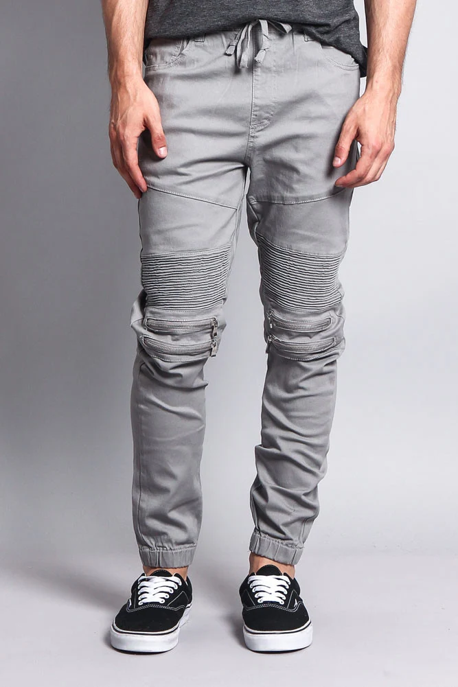 Zipper Knee Biker Twill Jogger Pants - Image 46