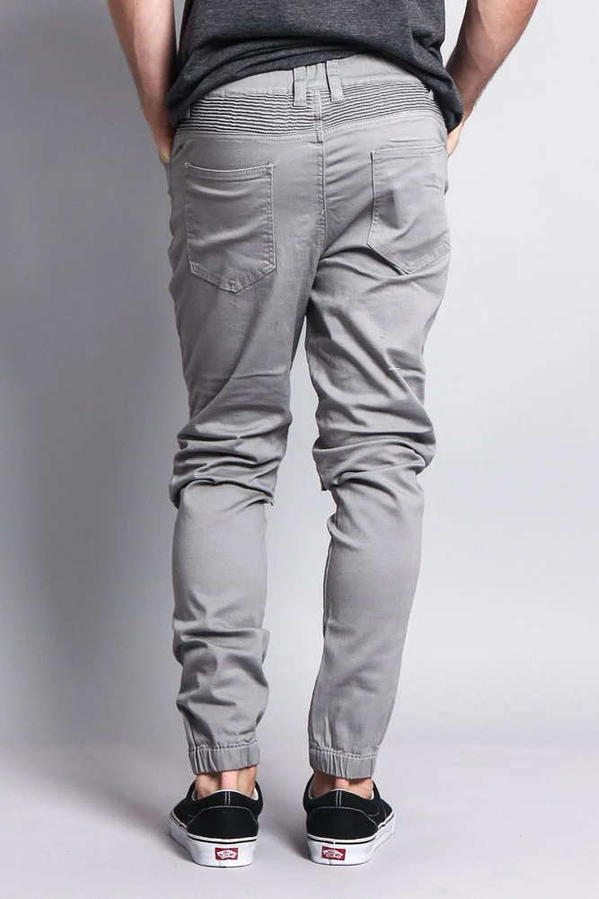 Zipper Knee Biker Twill Jogger Pants - Image 48