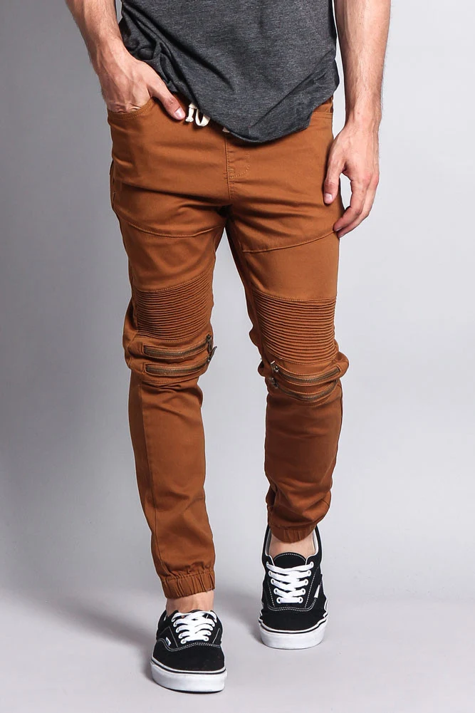 Zipper Knee Biker Twill Jogger Pants - Image 55