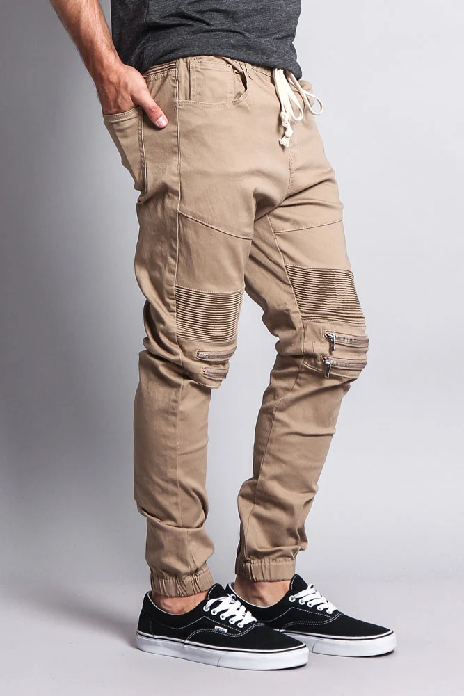 Zipper Knee Biker Twill Jogger Pants - Image 59