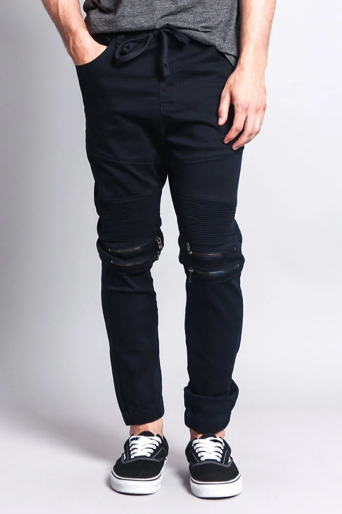 Zipper Knee Biker Twill Jogger Pants - Image 61